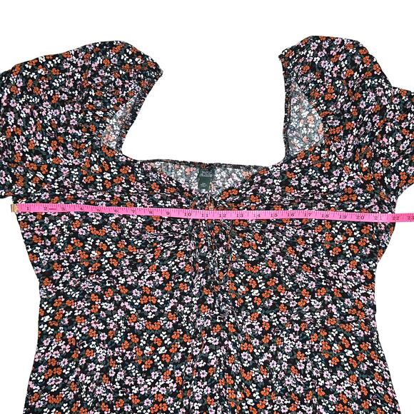 Wild Fable Floral Puff Sleeves Tie Front Mini Dress Size XXL - Picture 7 of 9